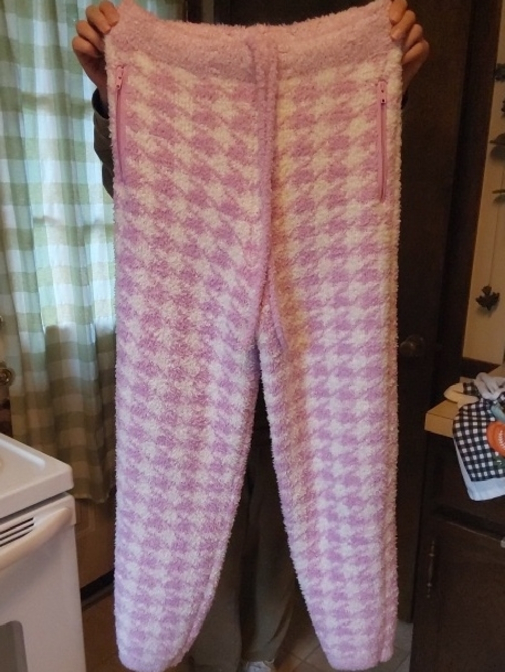 Skims Cozy Knit Jogger Petal Houndstooth Fleece Pants